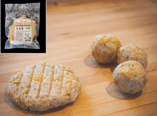 Bio-Mischung für schnelle pflanzliche Bällchen und Bratlinge: Kichererbsen & schwarzer Pfeffer