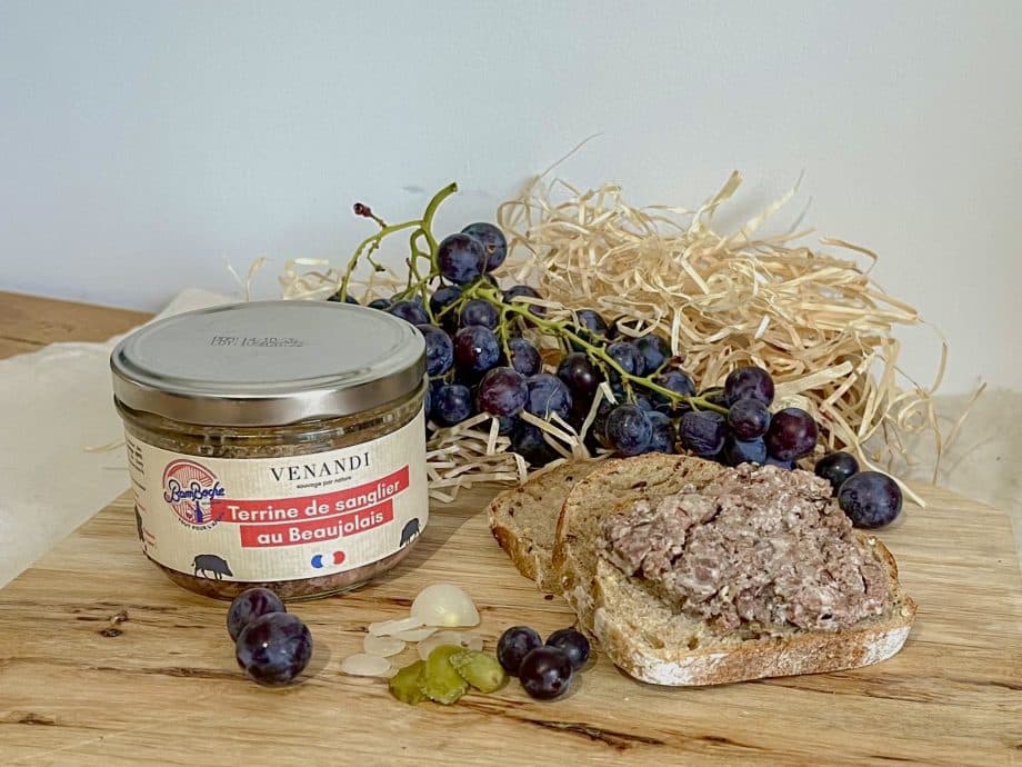 Wildschweinterrine, 100 % französisch, mit Beaujolais
