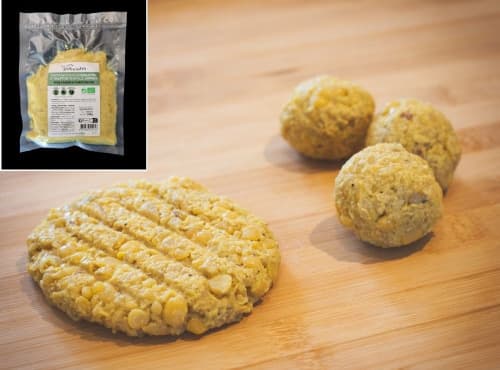Bio-Mischung für schnelle pflanzliche Bällchen und Bratlinge: Schälerbsen & gelbes Curry